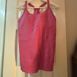 Lululemon Pink Ribbed Women's Tank - built in bra. Size 12